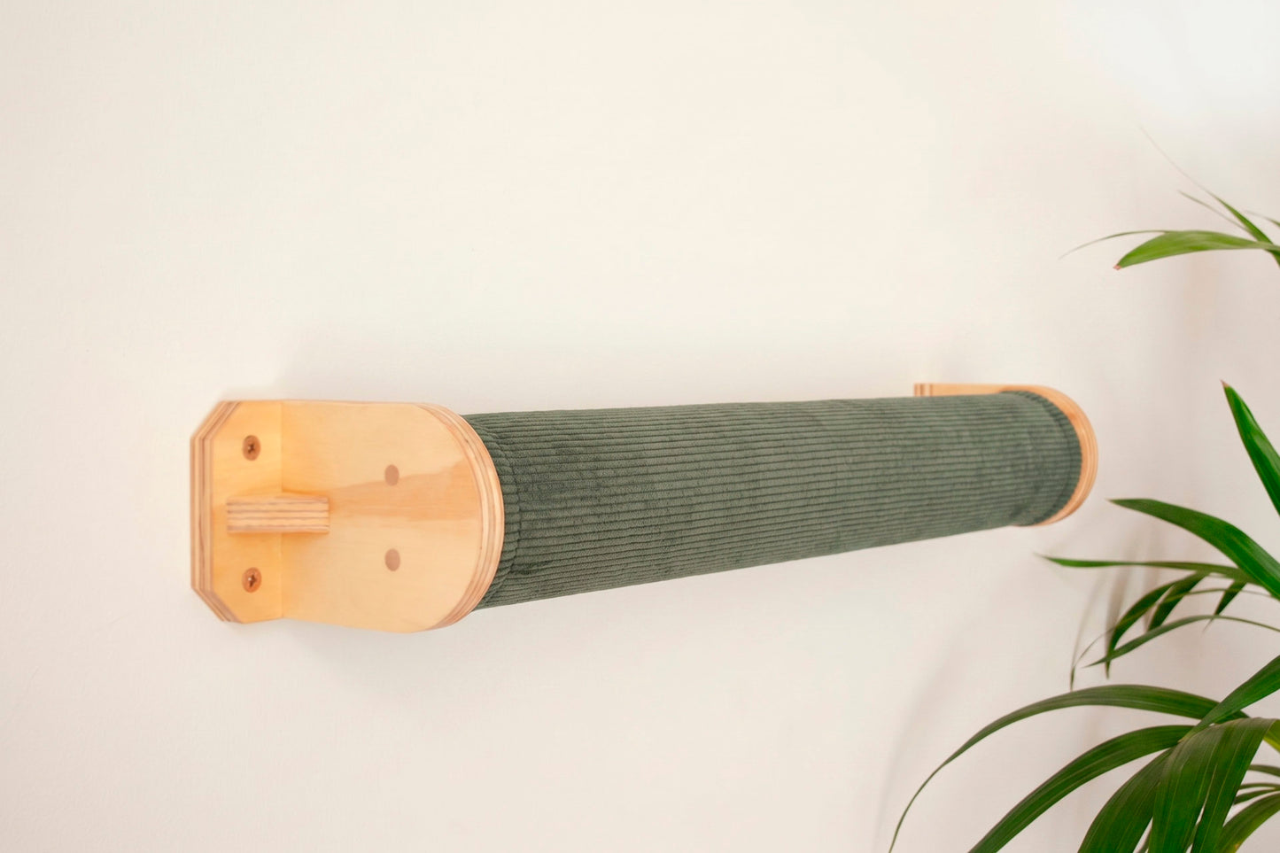 Cama de pared para gatos Rulo CLEO funda pana verde oscuro
