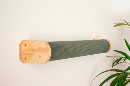 Cama de pared para gatos Rulo CLEO funda pana verde oscuro